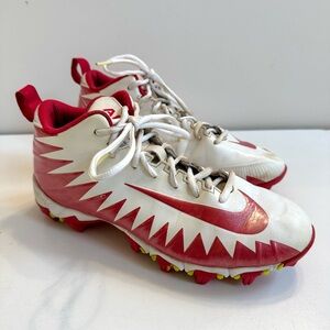 NIKE Alpha Menace Shark Red White Football Cleats Youth Size US 6Y EUR 38.5
